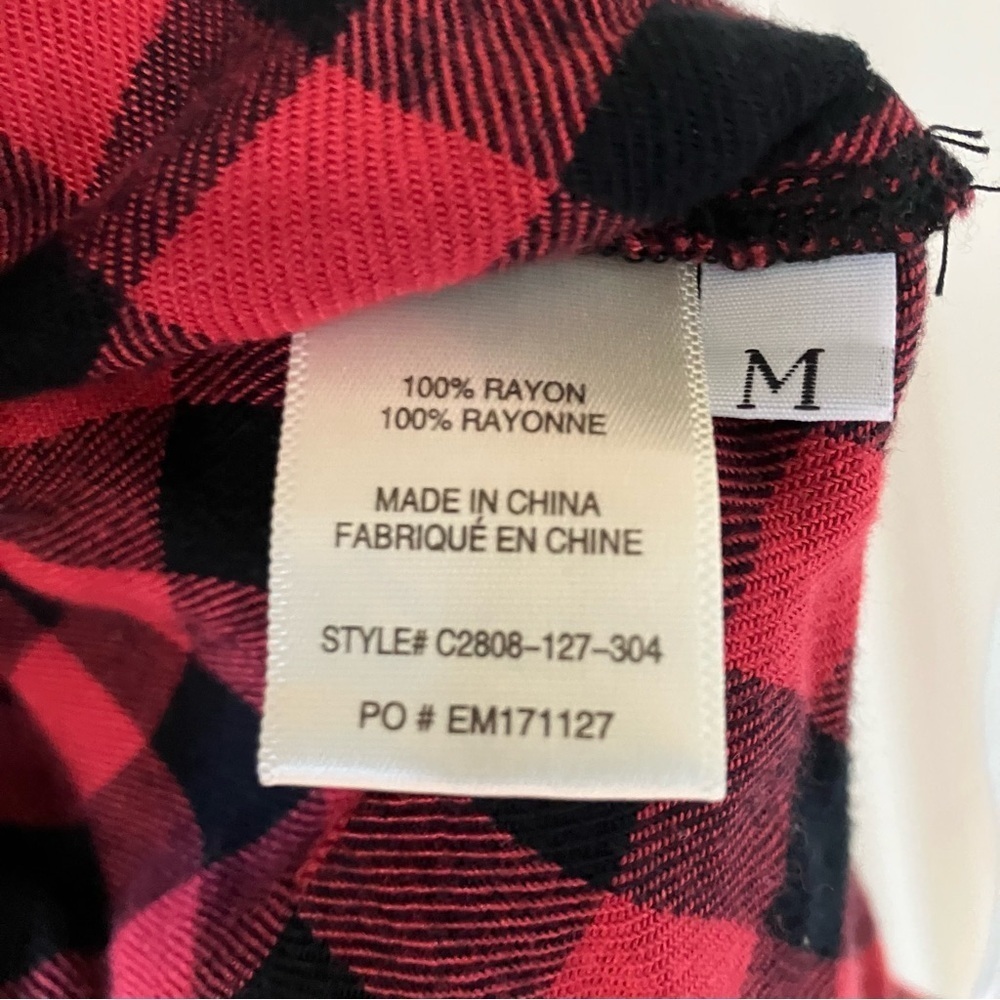Cloth & Stone Anthropology Red Plaid Flannel Top (M) - Picture 6 of 8